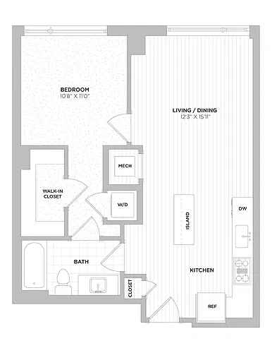 Floor plan 1 Bed/1 Bath-A3