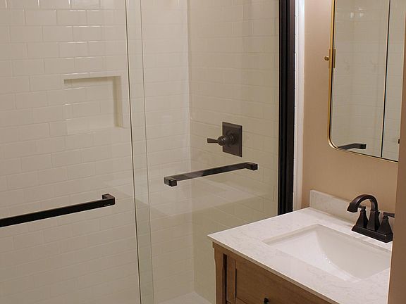 Tile shower and vanity