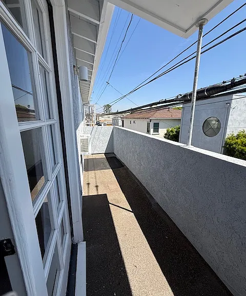 Balcony with French doors.
