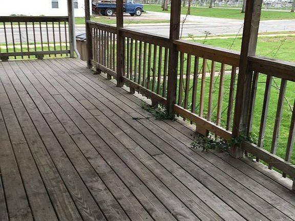 View of the deck from the back door.