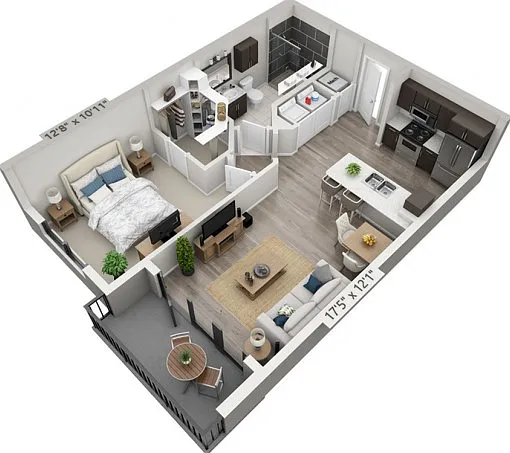 Floor plans are artist's rendering. All dimensions are approximate. Actual product and specifications may vary in dimension or detail. Not all features are available in every apartment. Prices and availability are subject to change. Floor plans are artist