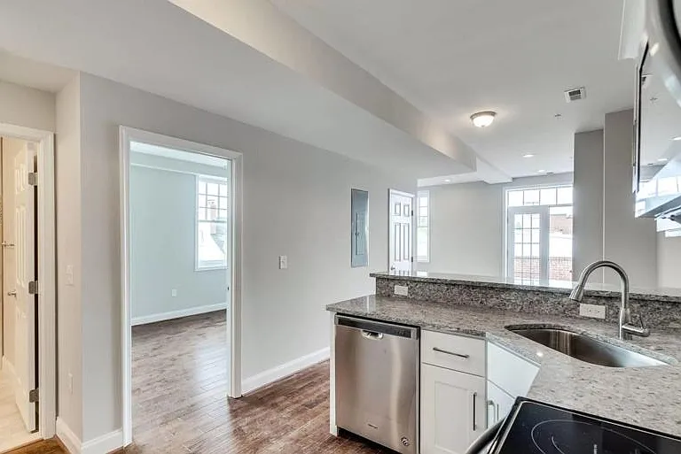 Bedroom on left of kitchen