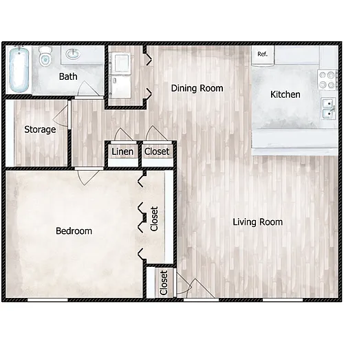 Floor plan 1 Bed 1 Bath