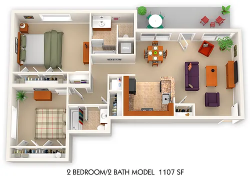 Floor plan 2BR/2Bath