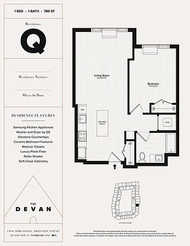 Floor plan 1 Bed 1 Bath Q