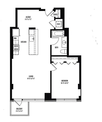Floor plan 1 BR, 1 BTH