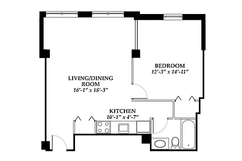 Floor plan Big one bedroom at Lees station