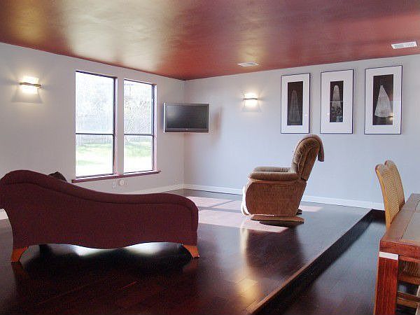 Modern and elegant 2nd Living Area with custom Brazilian hardwood floors.