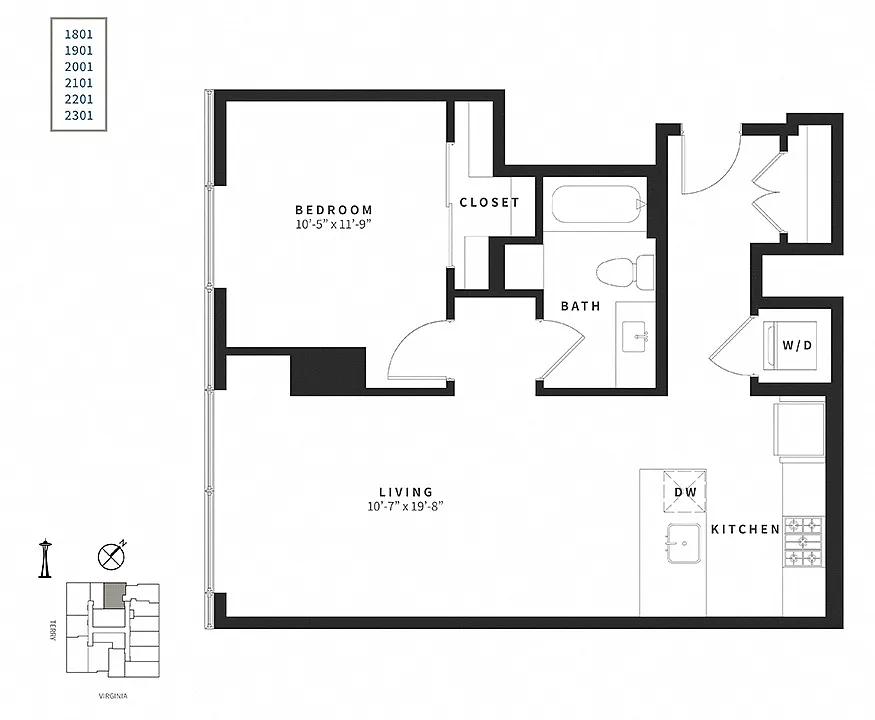 Floor plan 1 Bedroom A6