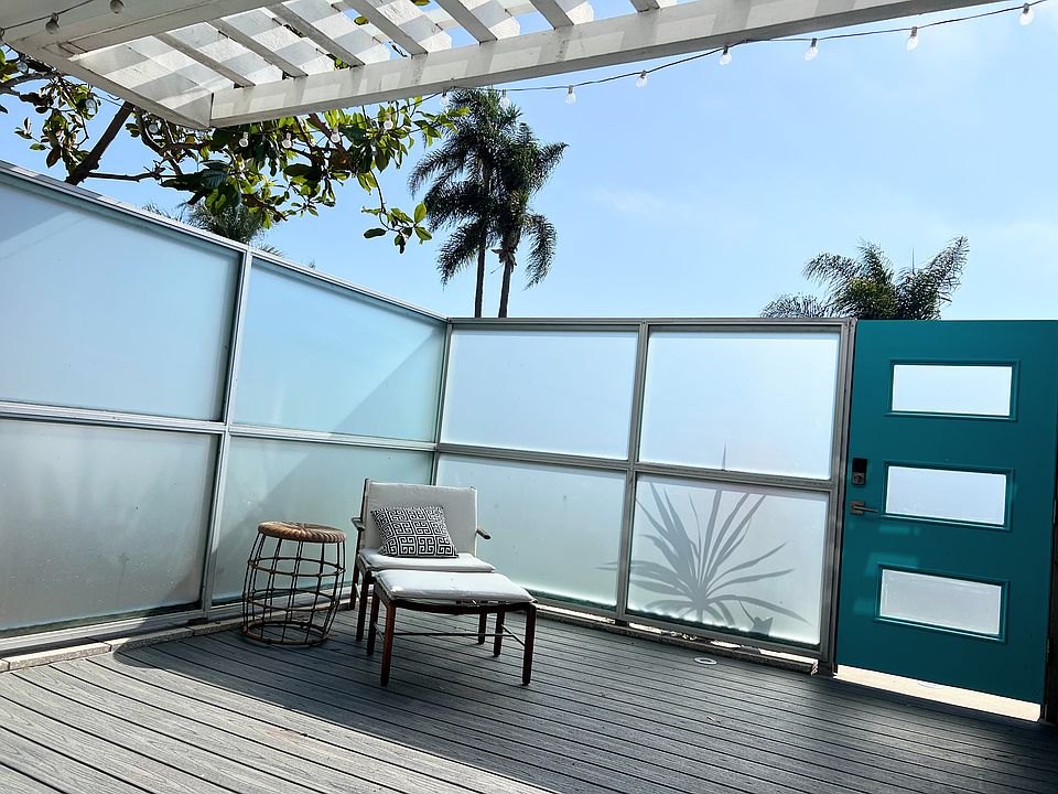 Glass, gated courtyard