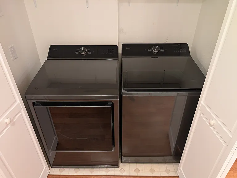 In-unit, brand new LG washer/dryer, located in primary suite