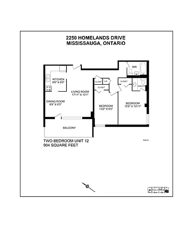 Floor plan 2 Bedroom 2 Bed 1.5 Bath