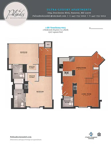 Floor plan 2 Bedroom Townhome 2 Bathroom