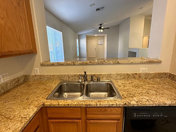 Kitchen looking into living area