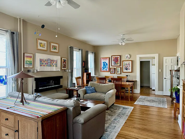Living Room / Dining Room - Spacious, lots of windows, great light, high ceilings, huge closet, private entrance.