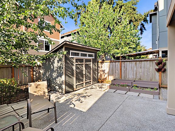 Back yard with matching shed