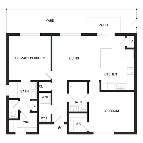 Floor plan 2 x 2 Harrison THB2SFfe