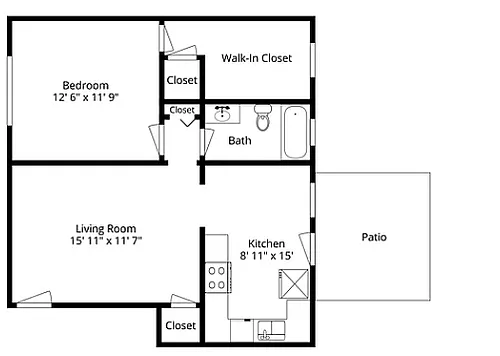 Floor plan 1BED 1BATH