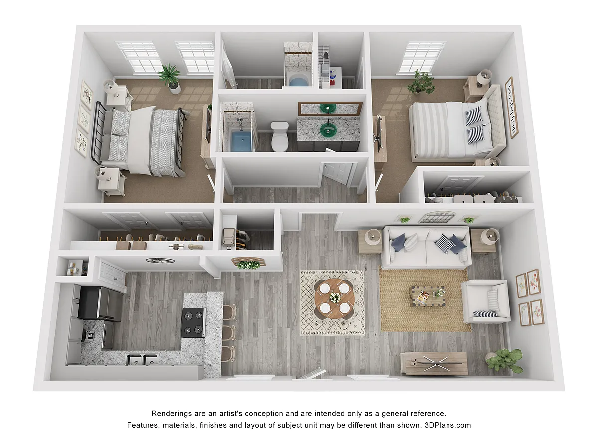 Floor plan 2x2A Luxury Rehab 930 sq ft