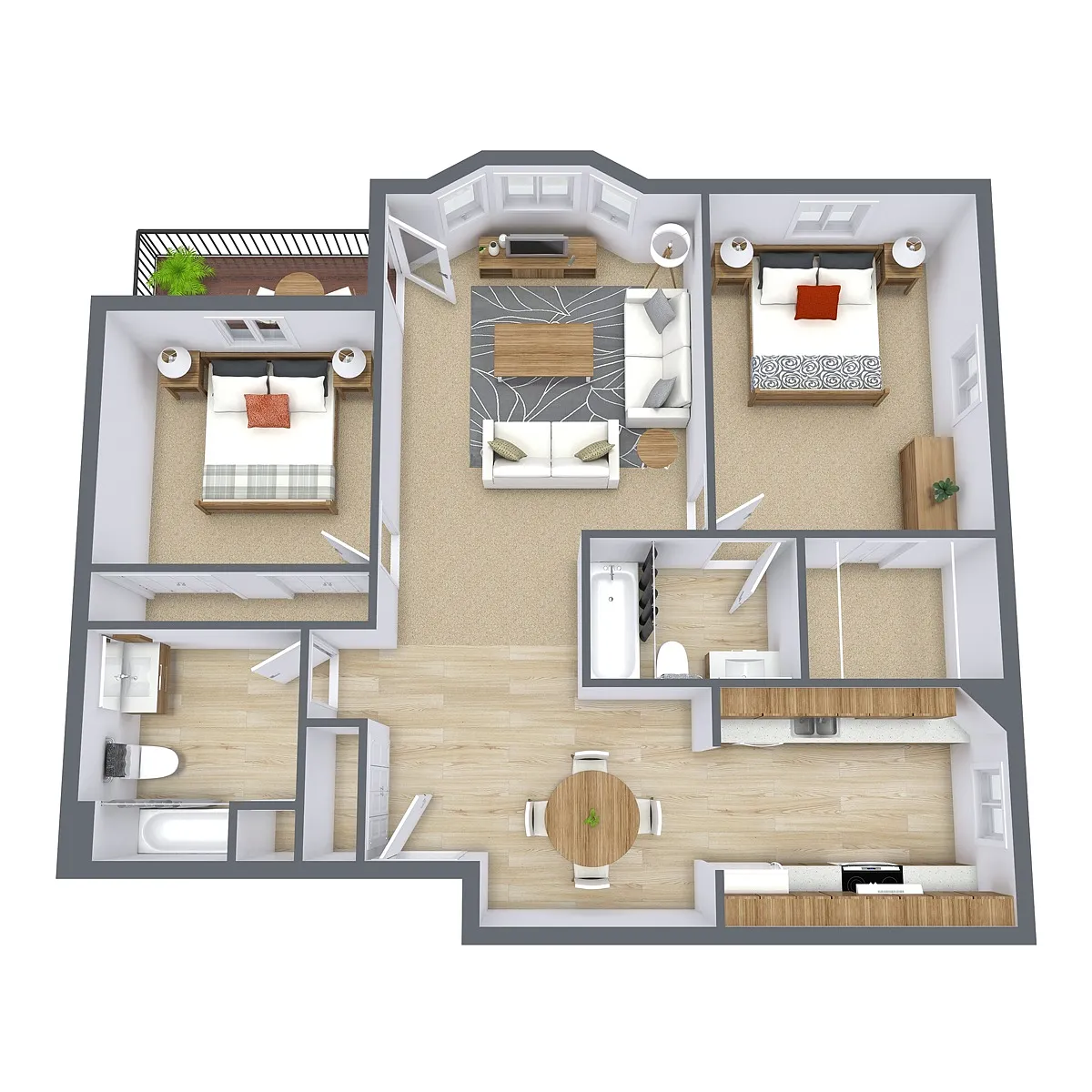 Floor plan Two Bedroom 22A