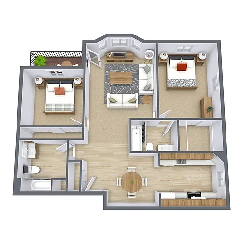 Floor plan Two Bedroom 22A