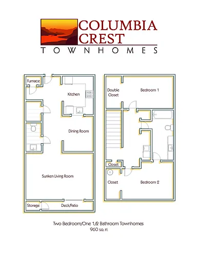 Floor plan 2 Bed 1-5 Bath TH