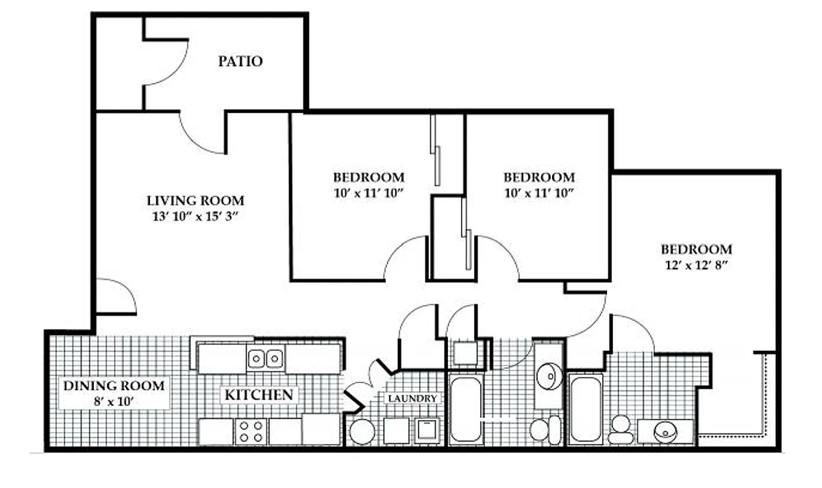 Floor plan 3Bed/2Bath Up