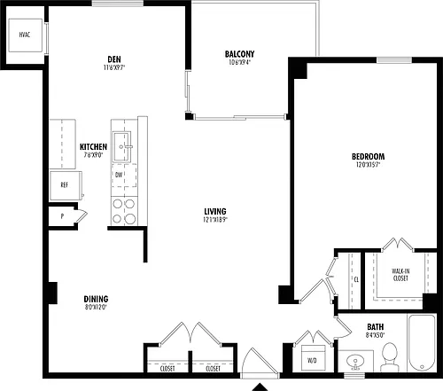 Floor plan 1 Bed/1 Bath-A1B