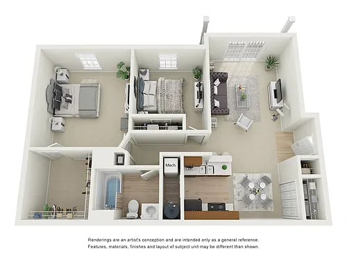 Floor plan Two Bed, One Bath B