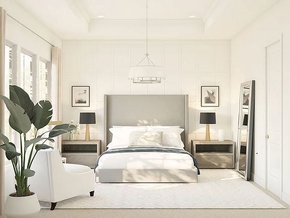 Primary suite with decorative feature wall