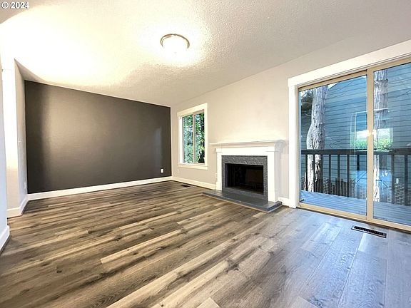 Living Room with wood burning fireplace