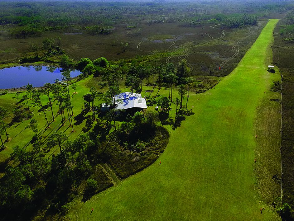 Drone image over airstrip 