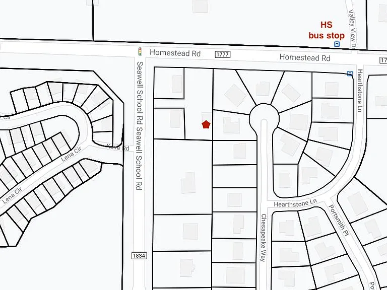 The apartment location and HS bus stop