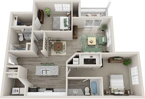 Floor plan Two Bedroom Two Bath Renovated