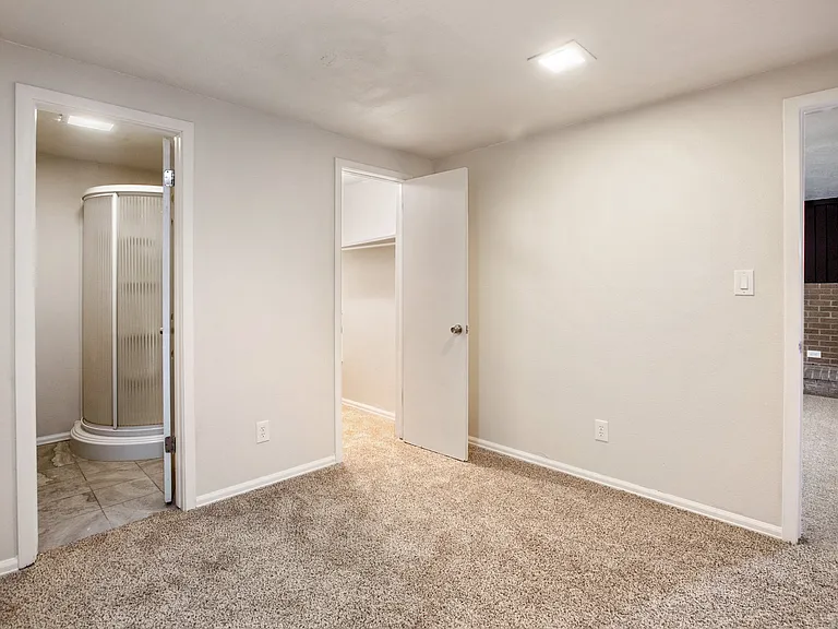 Basement bedroom bathroom and walk in closet