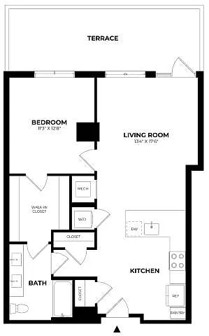 Floor plan 1 Bed/1 Bath-A11