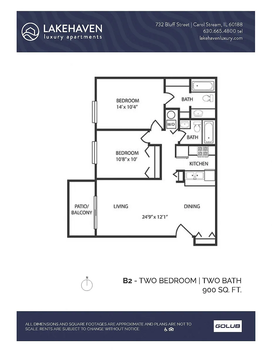 Floor plan 2 Bed 2 Bath (340b2) Classic