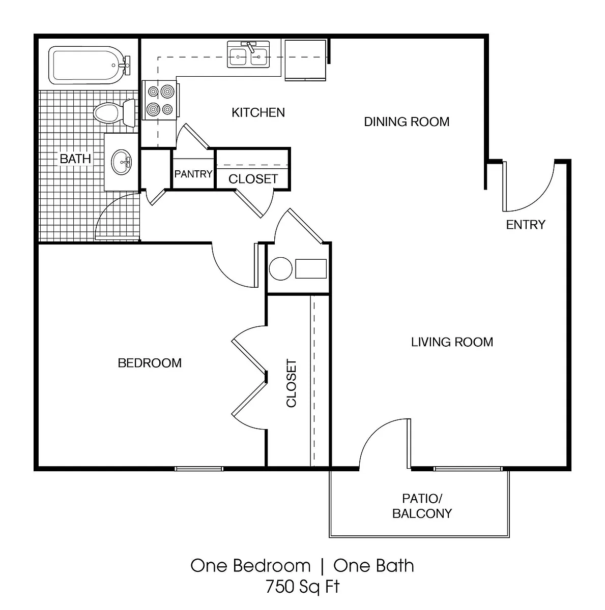 Floor plan 1x1ArT1 - 1X1 Renovated