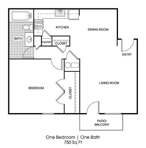 Floor plan 1x1ArT1 - 1X1 Renovated