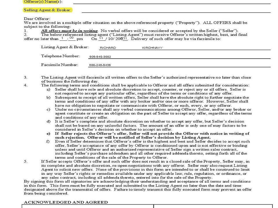 Multiple Offer Disclosure