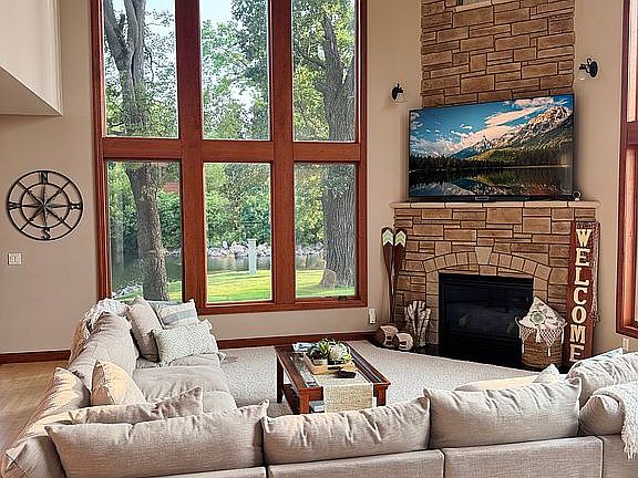 Living room facing channel. 