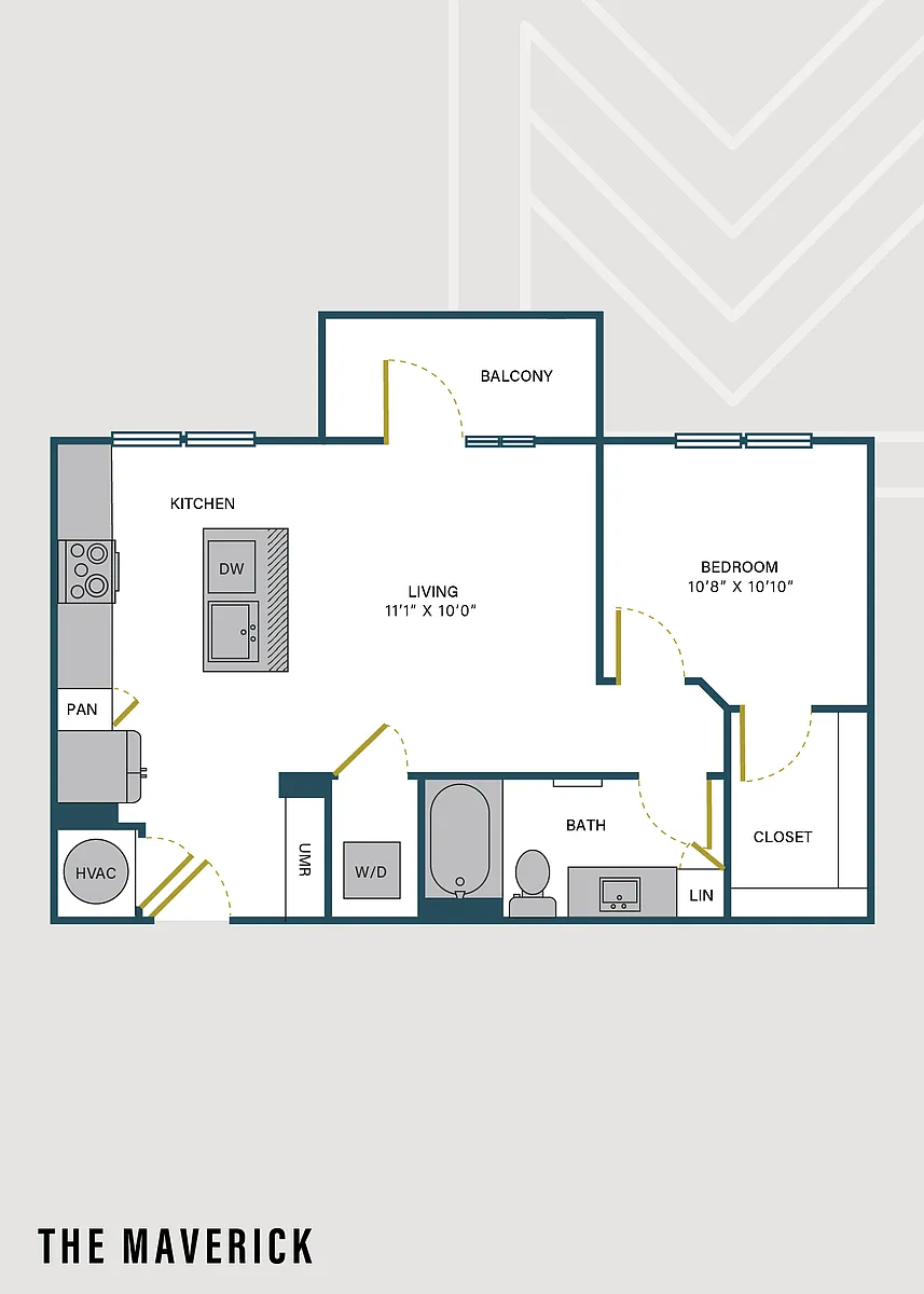 Floor plan The Maverick | 1 Bed | 1 Bath