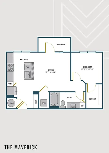 Floor plan The Maverick | 1 Bed | 1 Bath