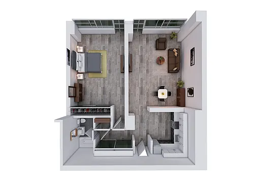 Floor plan Renovated 1 Bed 1 Bath_620