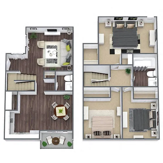 Floor plan C2: 3 Bed 1 Bath
