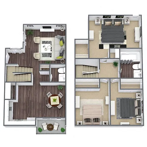 Floor plan C2: 3 Bed 1 Bath