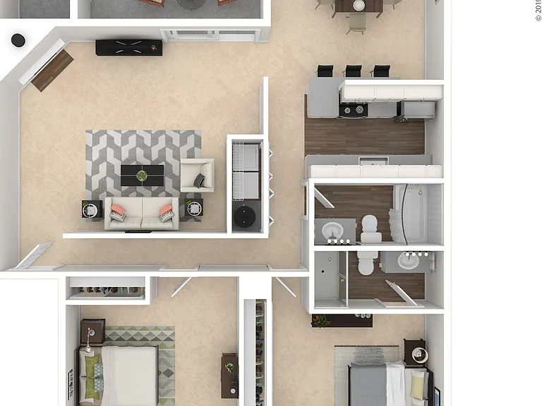 2 BD / 2 BA 1,004 SF