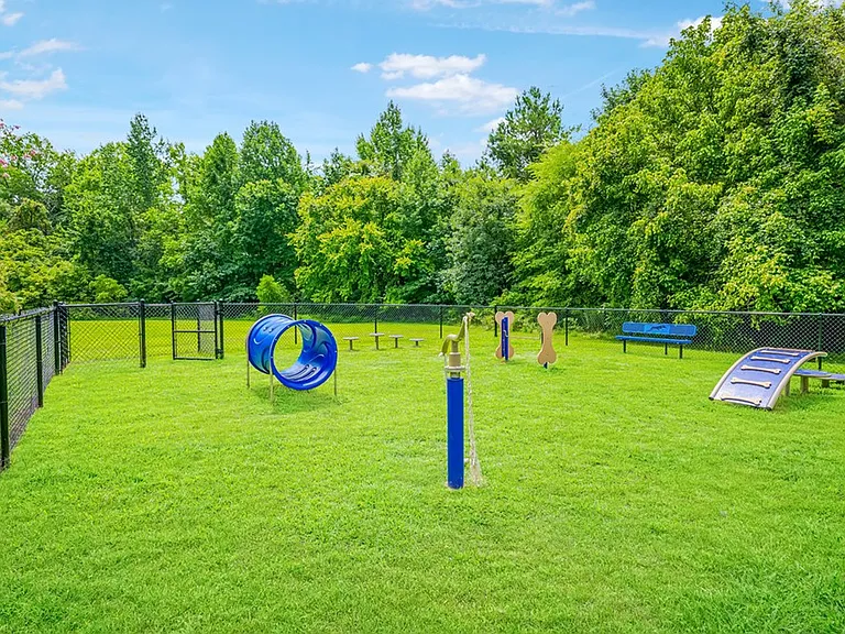 Unwind at Crossings @ 501 Apartments, where our spacious grounds feature a vibrant play area perfect for your furry friends! Enjoy a backdrop of lush greenery and community-friendly amenities. Schedule your tour today!