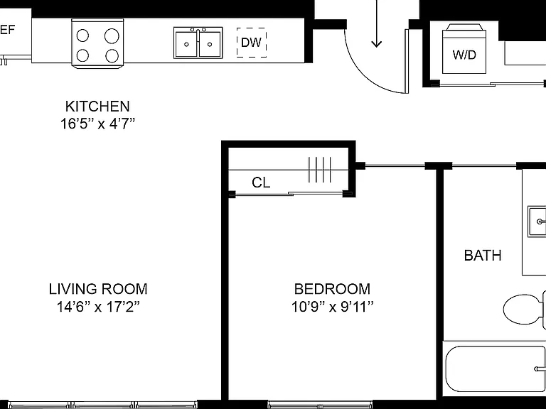 Steward 1 Bedroom Floor Plan _ 557 SF Steward 1 Bedroom Floor Plan _ 557 SF