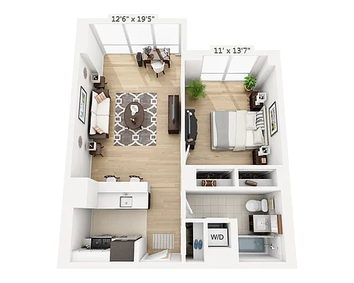 Floor plan One Bedroom (A1A-795)